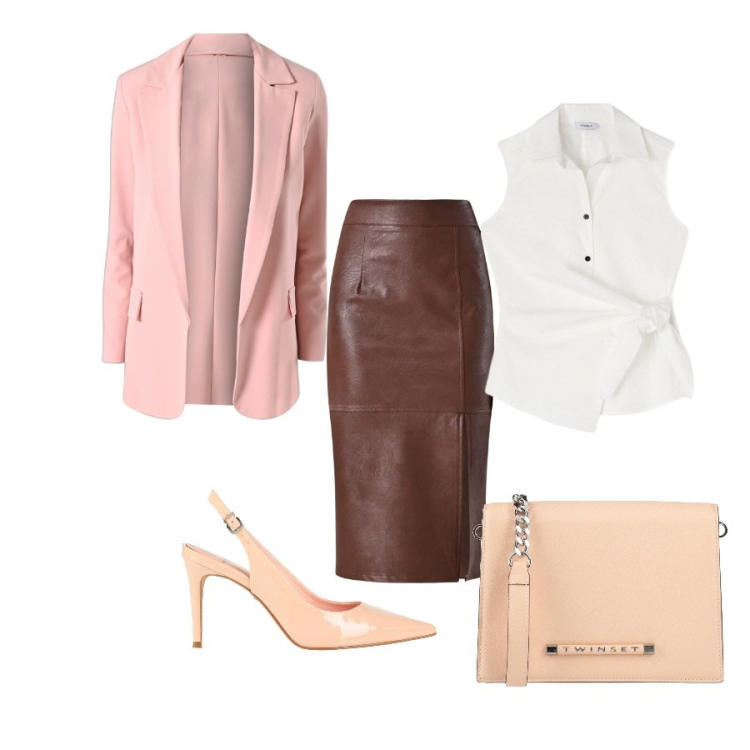 Outfit donna - Camicia e longuette. Stile Chic per Serata fuori. Abbinamento con borse a tracolla, décolleté, gonne longuette, blazer, camicie.