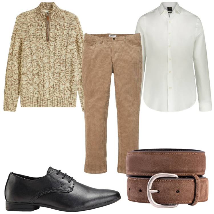 Outfit uomo - Total look #2119102. Stile Casual per Tutti i giorni. Abbinamento con scarpe stringate, maglieria, pantaloni, camicie, cinture.