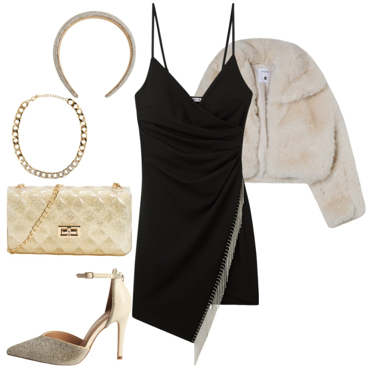 Outfit donna - Serata danzante. Stile Sexy per Serata fuori. Abbinamento con collane, décolleté, borse a tracolla, vestiti corti, blazer, cerchietti.