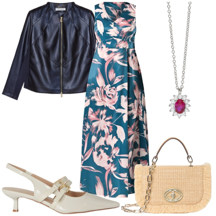 Outfit donna - Total look #2119126. Stile Trendy per Cerimonia. Abbinamento con collane, vestiti lunghi, blazer, décolleté, borse a tracolla.