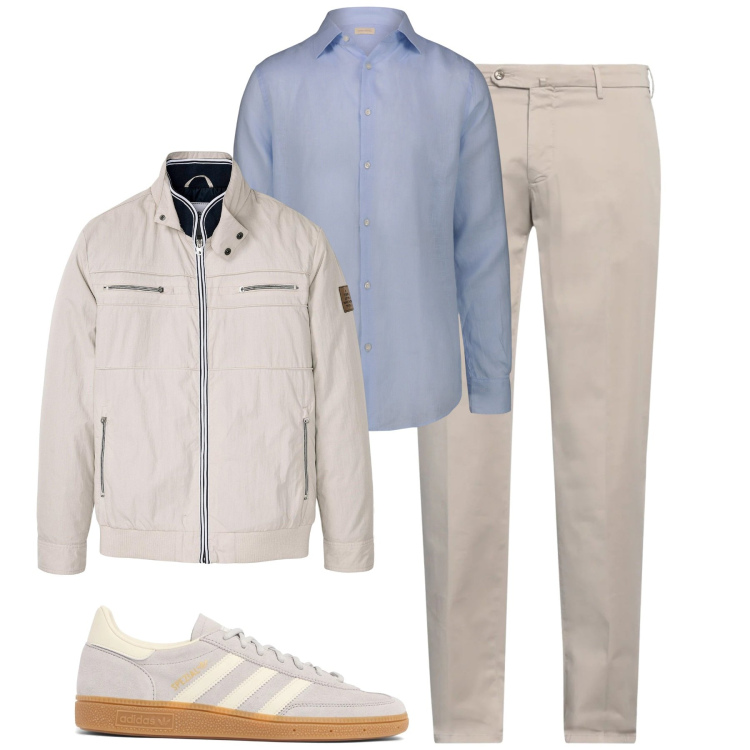Outfit uomo - Al lavoro. Stile Urban per Tutti i giorni. Abbinamento con pantaloni chino, giacche, camicie, sneakers.