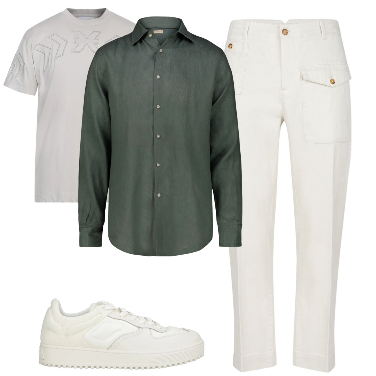 Outfit uomo - City. Stile Urban per Tutti i giorni. Abbinamento con t-shirt, sneakers, pantaloni, camicie.