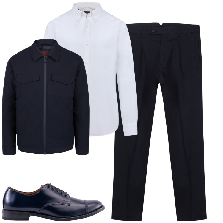 Outfit uomo - Total look #2119253. Stile Urban per Tutti i giorni. Abbinamento con pantaloni, camicie, piumini, scarpe stringate.