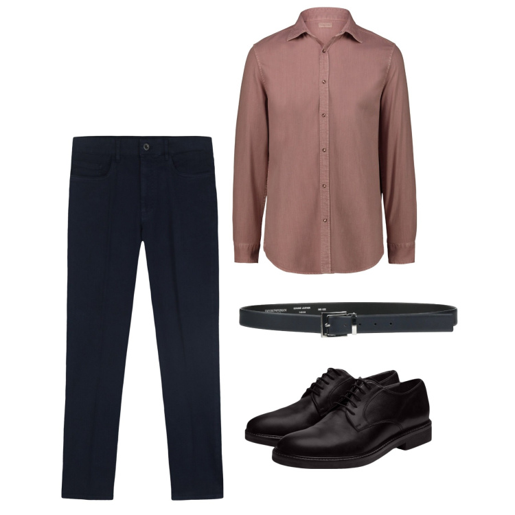 Outfit uomo - City e total city. Stile Casual per Tutti i giorni. Abbinamento con cinture, scarpe stringate, camicie, pantaloni.
