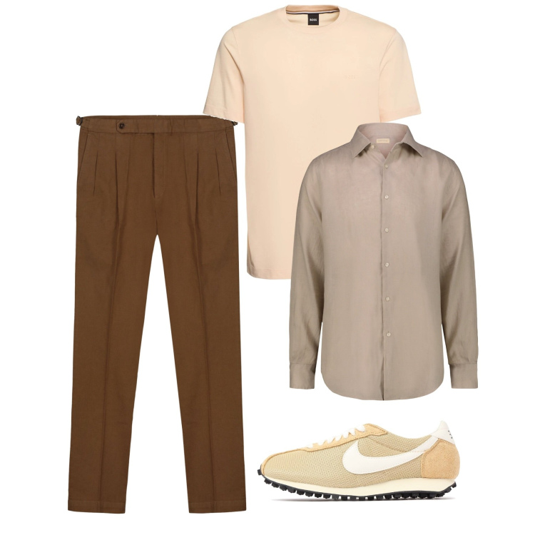 Outfit uomo - City e total city. Stile Casual per Tutti i giorni. Abbinamento con camicie, sneakers, t-shirt, pantaloni.