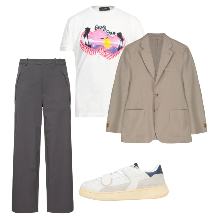 Outfit uomo - City e total city. Stile Casual per Tutti i giorni. Abbinamento con sneakers, t-shirt, giacche, pantaloni.