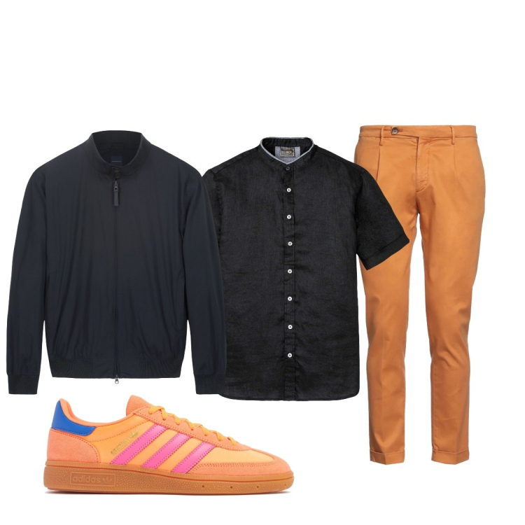 Outfit uomo - Total look #2119345. Stile Trendy per Serata speciale. Abbinamento con camicie a manica corta, pantaloni, bomber, sneakers.