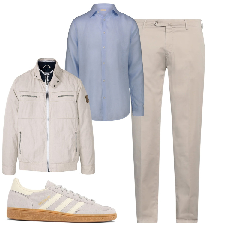 Outfit uomo - City. Stile Urban per Tutti i giorni. Abbinamento con pantaloni chino, giacche, camicie, sneakers.