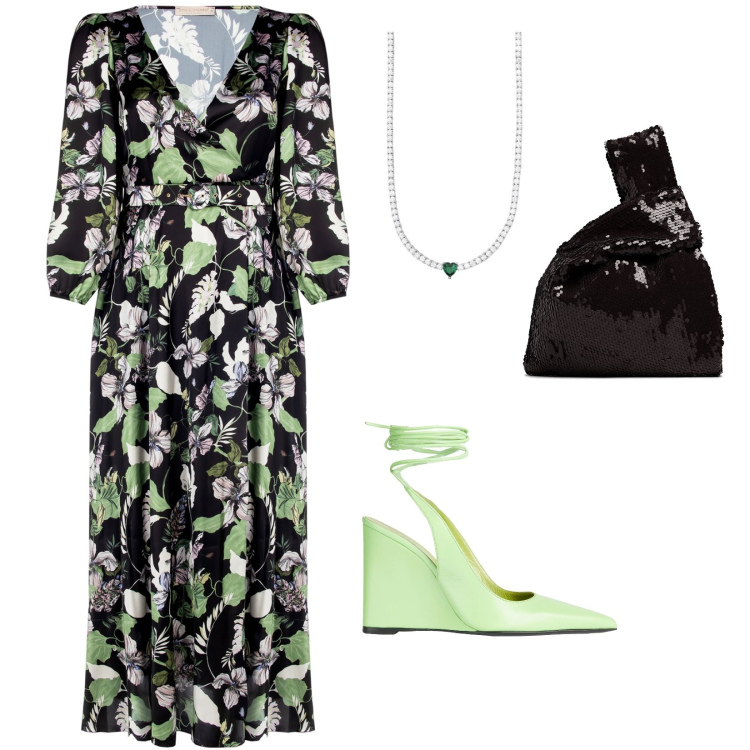 Outfit donna - Cerimonia di sera. per Serata fuori. Abbinamento con décolleté, collane, vestiti, pochette.