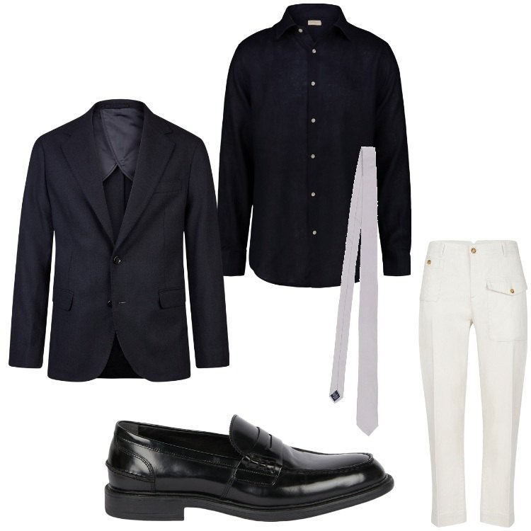 Outfit uomo - Alla cerimonia. Stile Business/Elegante per Cerimonia. Abbinamento con giacche, cravatte, scarpe stringate, pantaloni, camicie.