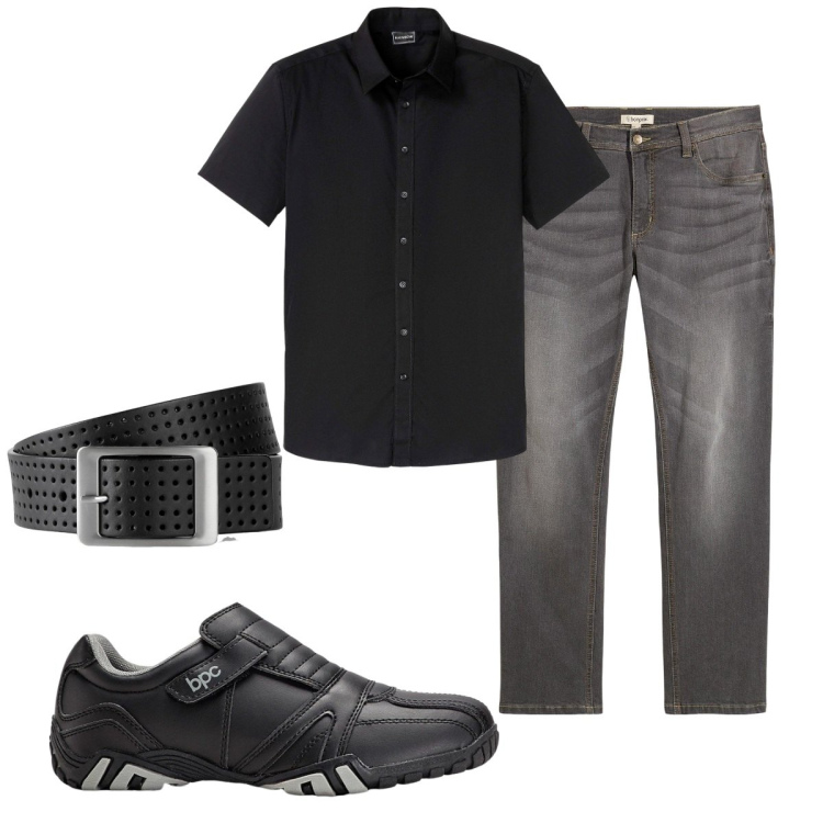 Outfit uomo - Total look #2119586. Stile Casual per Tutti i giorni. Abbinamento con scarpe stringate, jeans dritti, cinture, camicie a manica corta.