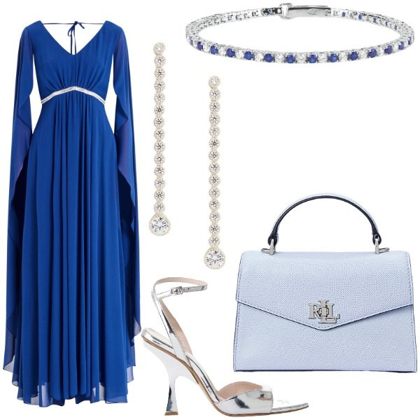 Outfit donna - Bantoa - Cerimonia con stile. Stile Glamour per Cerimonia. Abbinamento con braccialetti, vestiti lunghi, décolleté, borse a mano, orecchini.