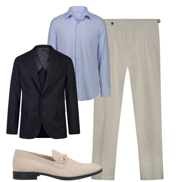 Outfit uomo - Total look #2119706. Stile Business/Elegante per Tutti i giorni. Abbinamento con scarpe stringate, giacche, camicie, pantaloni.