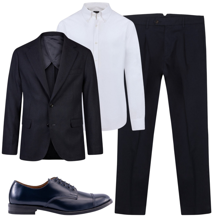Outfit uomo - Total look #2119709. Stile Business/Elegante per Cerimonia. Abbinamento con giacche, camicie, scarpe stringate, pantaloni.