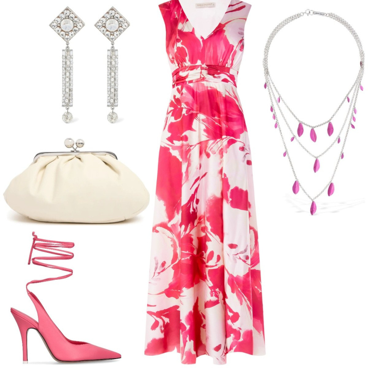 Outfit donna - Total look #2119735. Stile Chic per Cerimonia. Abbinamento con vestiti lunghi, collane, décolleté, pochette, orecchini.