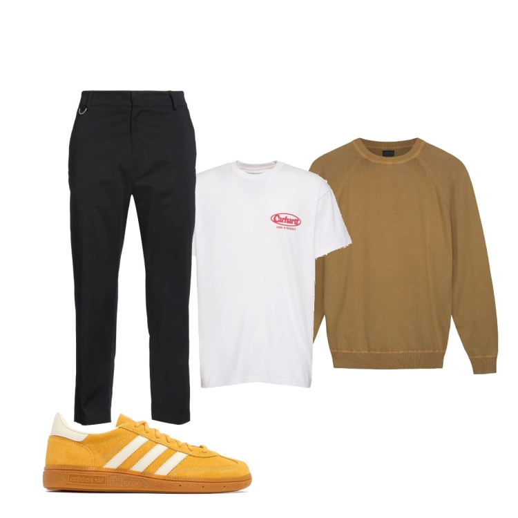 Outfit uomo - Total look #2119763. Stile Casual per Tutti i giorni. Abbinamento con pantaloni chino, maglieria, sneakers, t-shirt.