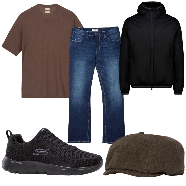 Outfit uomo - Total look #2119767. Stile Trendy per Tutti i giorni. Abbinamento con sneakers, jeans bootcut, giacche, t-shirt, cappelli e berretti.