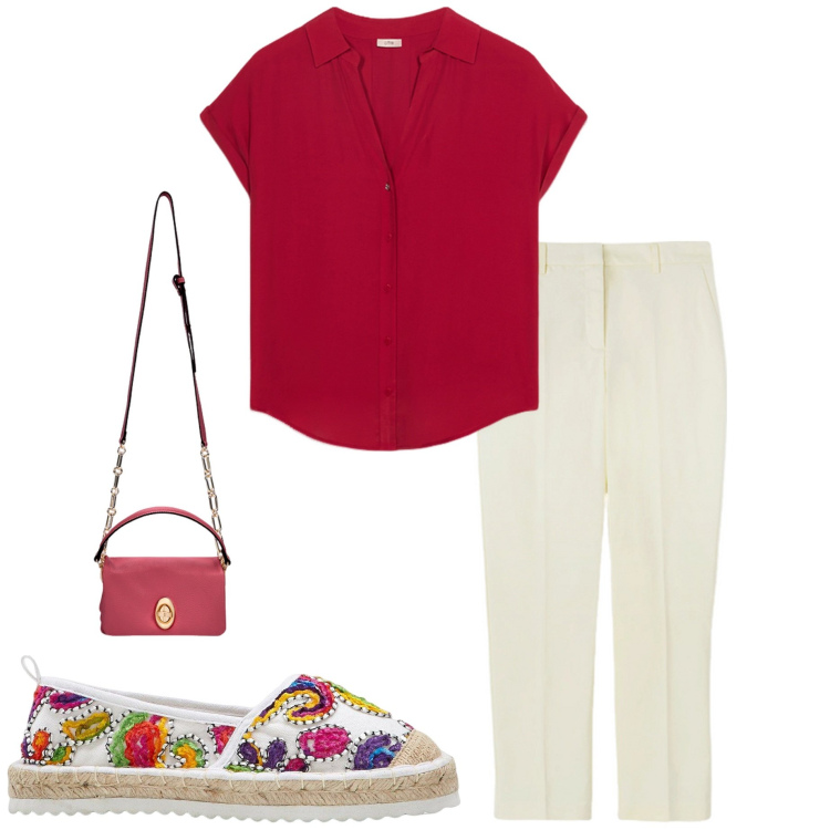 Outfit donna - Espadrille. Stile Casual per Tutti i giorni. Abbinamento con espadrillas, camicie a manica corta, pantaloni, borse a tracolla.