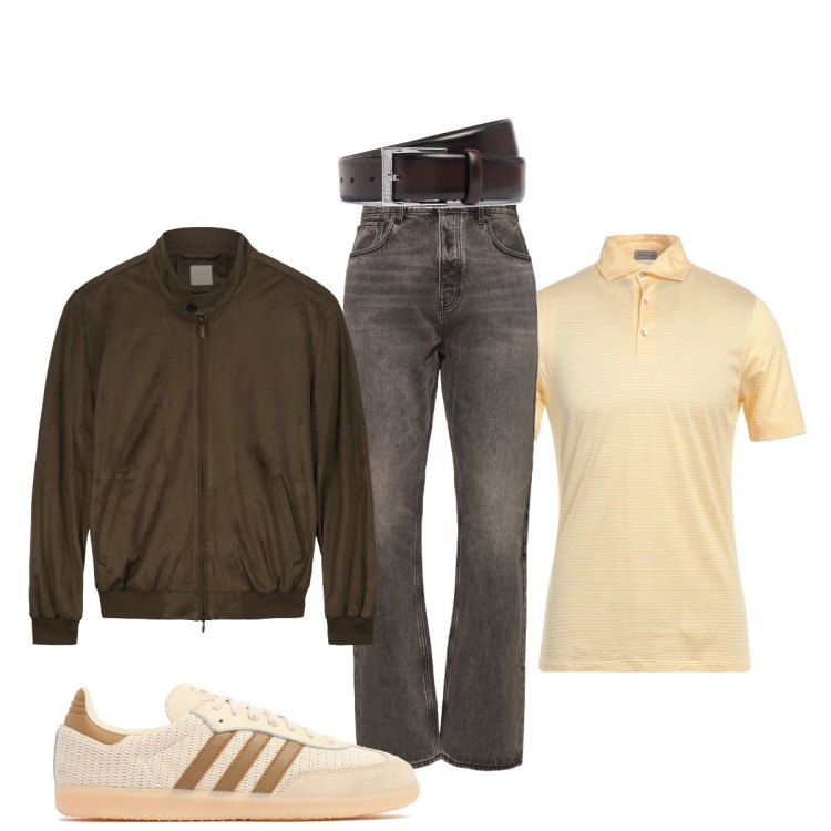 Outfit uomo - Total look #2119833. Stile Trendy per Ufficio. Abbinamento con polo, giacche, cinture, jeans, sneakers.