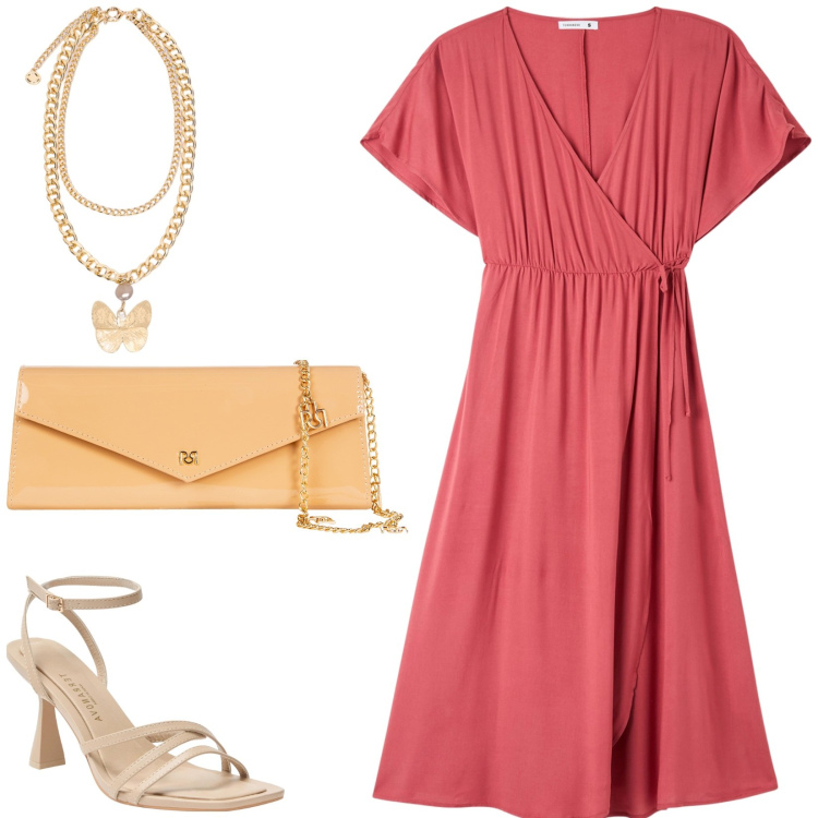 Outfit donna - Tinte pastello. Stile Casual chic per Tutti i giorni. Abbinamento con sandali col tacco, vestiti lunghi, pochette, collane.