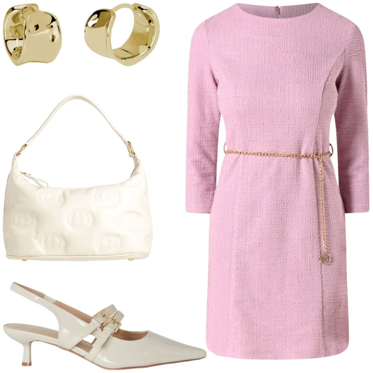 Outfit donna - Abito midi bon ton. Stile Bon Ton per Cerimonia. Abbinamento con borse a mano, vestiti a tubino, orecchini, décolleté.