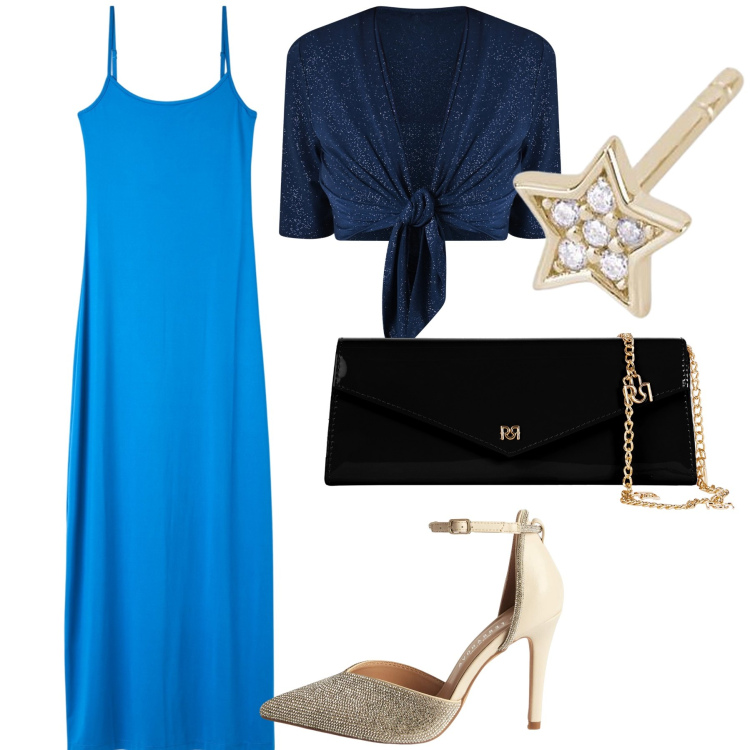 Outfit donna - Cerimonia con l abito sottoveste. Stile Bon Ton per Cerimonia. Abbinamento con décolleté, vestiti lunghi, orecchini, pochette, bolero.