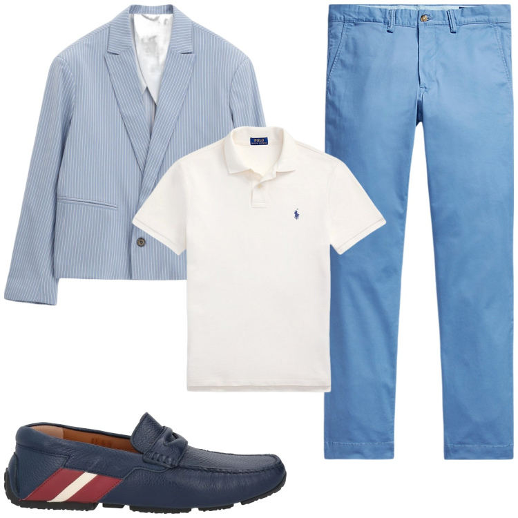 Outfit uomo - Look da giorno. Stile Casual per Tutti i giorni. Abbinamento con scarpe stringate, giacche, polo, pantaloni.