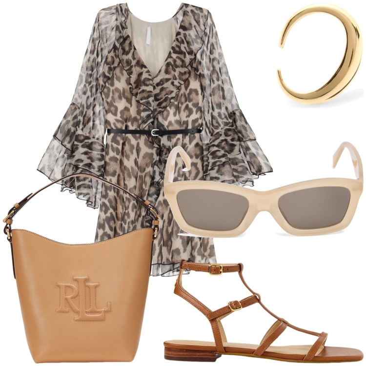 Outfit donna - Concerto all aperto. Stile Trendy per Serata fuori. Abbinamento con vestiti corti, borse a secchiello, sandali, occhiali da sole, orecchini.