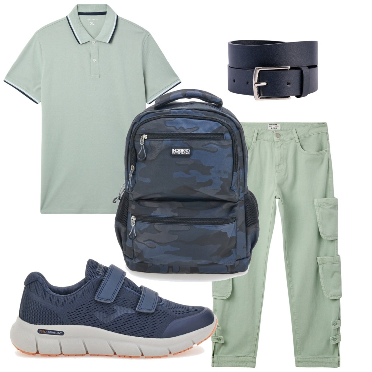 Outfit uomo - Weekend fuori porta. Stile Urban per Tutti i giorni. Abbinamento con polo, jeans, sneakers, cinture, borse sportive.