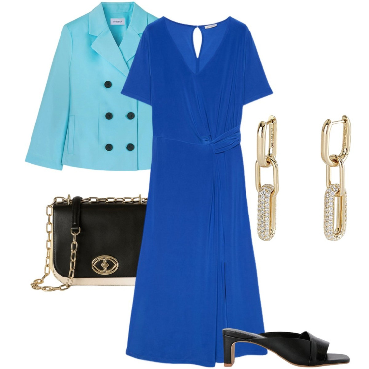 Outfit donna - La Comunione a maggio - @mikytwins. Stile Bon Ton per Cerimonia. Abbinamento con orecchini, vestiti midi/longuette, borse a tracolla, sabot, blazer.