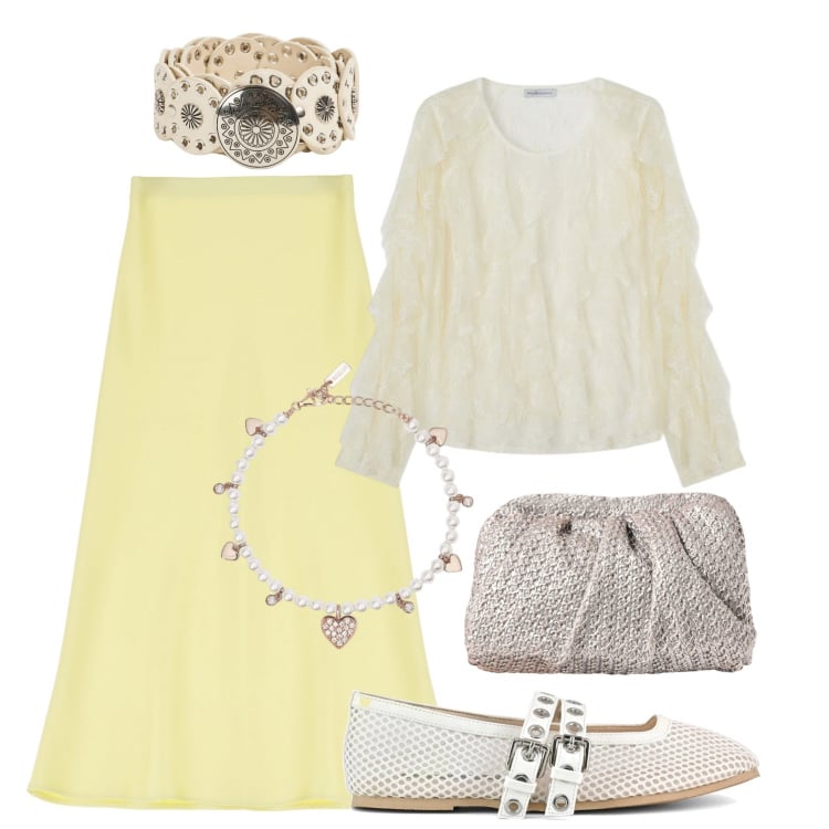 Outfit donna - Giallo burro il colore che incanta. Stile Glamour per Tutti i giorni. Abbinamento con cinture, braccialetti, clutch, gonne longuette, ballerine, bluse.