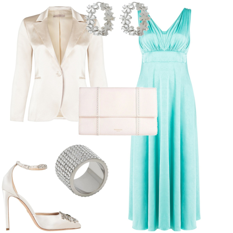Outfit donna - Cerimonia evento speciale. Stile Bon Ton per Cerimonia. Abbinamento con décolleté, anelli, orecchini, borse a mano, vestiti lunghi, blazer.
