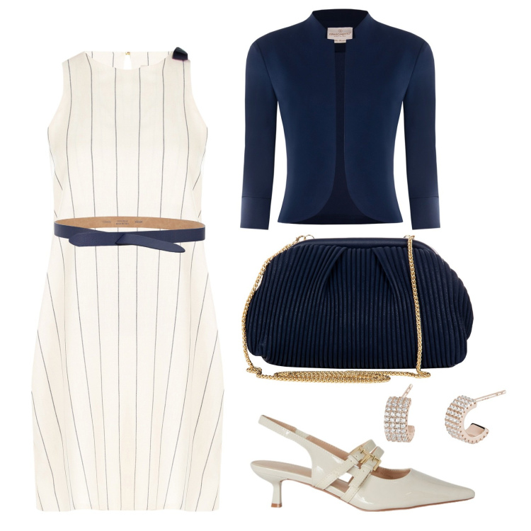 Outfit donna - Total look #2121040. Stile Chic per Cerimonia. Abbinamento con vestiti, pochette, bolero, orecchini, cinture, décolleté.