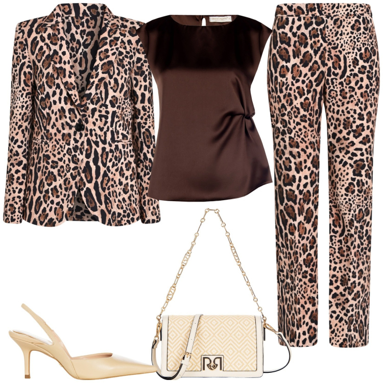 Outfit donna - Total look Rinascimento. Stile Glamour per Cerimonia. Abbinamento con borse a tracolla, pantaloni, top, décolleté, blazer.