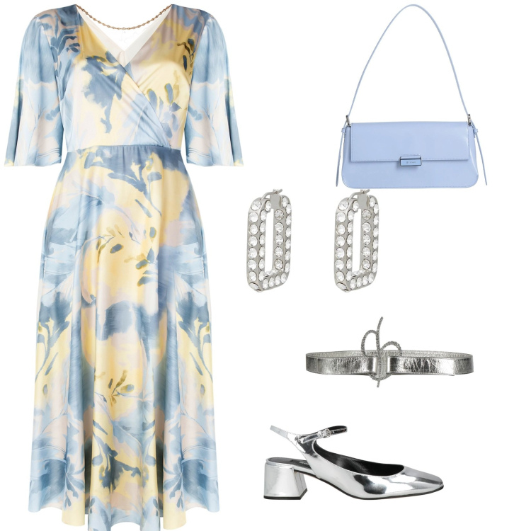 Outfit donna - Cerimonia elegante. per Cerimonia. Abbinamento con décolleté, orecchini, borse a spalla, cinture, vestiti lunghi.