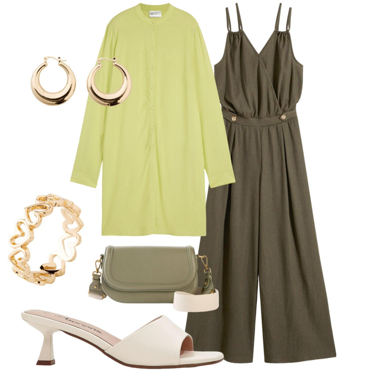 Outfit donna - Bonprix hot summer vibes. Stile Casual chic per Tutti i giorni. Abbinamento con camicie, ciabatte, tute, borse a tracolla, orecchini, anelli.