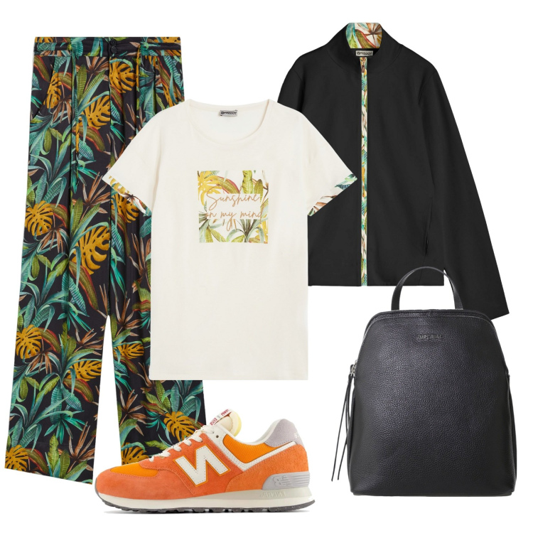Outfit donna - Tropical Freddy. Stile Basic per Tutti i giorni. Abbinamento con sneakers, zaini, pantaloni culotte, felpe, t-shirt.