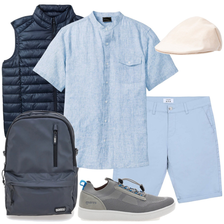 Outfit uomo - Weekend modalità relax. Stile Casual per Tutti i giorni. Abbinamento con camicie a manica corta, piumini, bermuda, cappelli e berretti, borse sportive, sneakers.