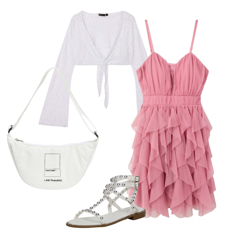 Outfit donna - Total look #2121365. Stile Boho per Tutti i giorni. Abbinamento con marsupi, vestiti corti, bolero, sandali.
