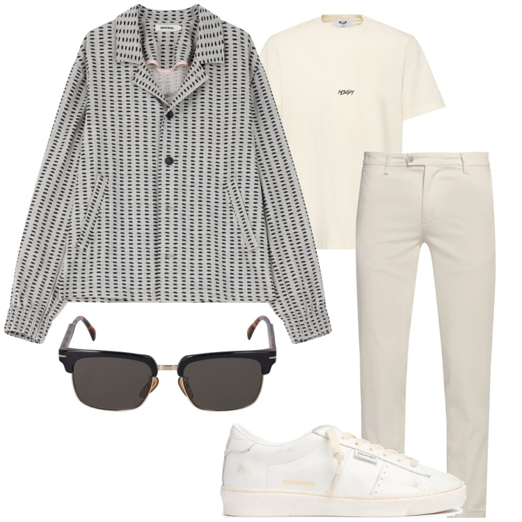 Outfit uomo - La giacca camicia. Stile Trendy per Tutti i giorni. Abbinamento con pantaloni chino, cappotti, occhiali da sole, sneakers, t-shirt.