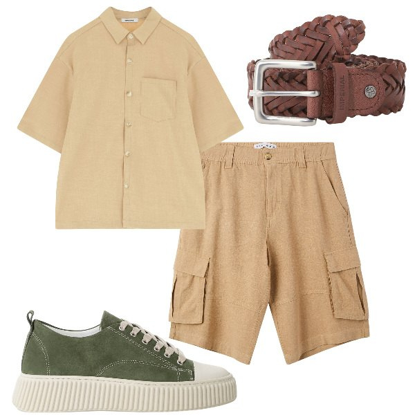 Outfit uomo - Total look #2121437. Stile Casual per Tutti i giorni. Abbinamento con pantaloni corti, sneakers, cinture, camicie a manica corta.