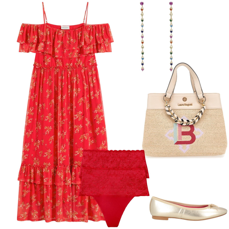 Outfit donna - La donzelletta vien da la campagna. Stile Romantica per Tutti i giorni. Abbinamento con perizomi, vestiti, ballerine, orecchini, borse a mano.