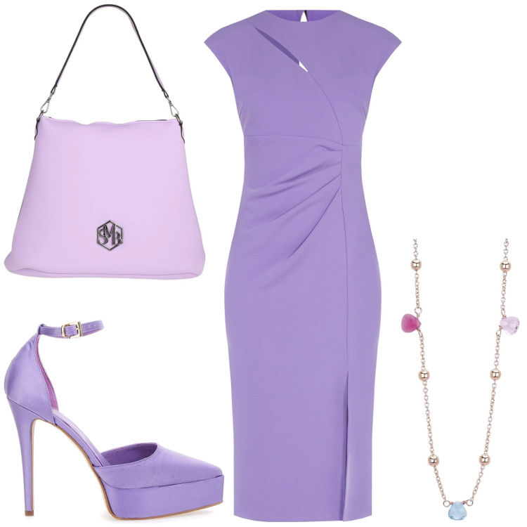 Outfit donna - Tinte pastello: delicatezza primaverile. Stile Chic per Cerimonia. Abbinamento con borse a spalla, collane, vestiti midi/longuette, décolleté.