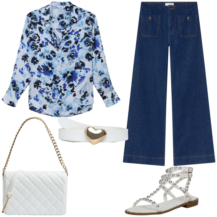 Outfit donna - Outfit by Terranova. Stile Casual per Tutti i giorni. Abbinamento con camicie, cinture, sandali, borse a tracolla, jeans.