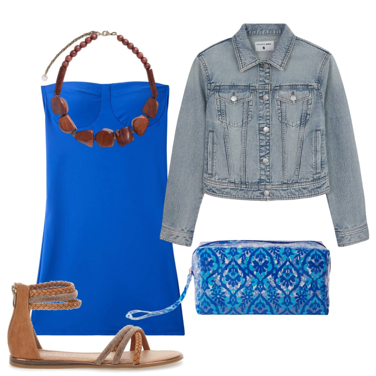 Outfit donna - La collana esotica. Stile Etnico per Tutti i giorni. Abbinamento con vestiti, blazer, pochette, collane, sandali.