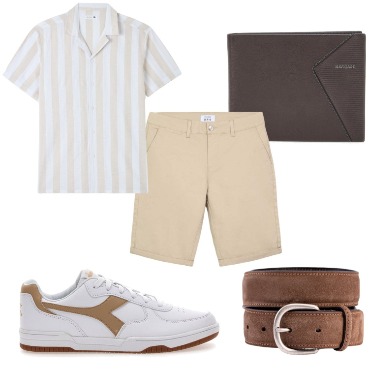 Outfit uomo - Total look #2121986. Abbinamento con camicie a manica corta, bermuda, portafogli, cinture, sneakers.