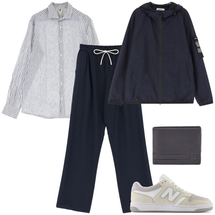 Outfit uomo - La camicia a righe sottili. Stile Urban per Tutti i giorni. Abbinamento con sneakers, giacche, camicie, pantaloni, portafogli.