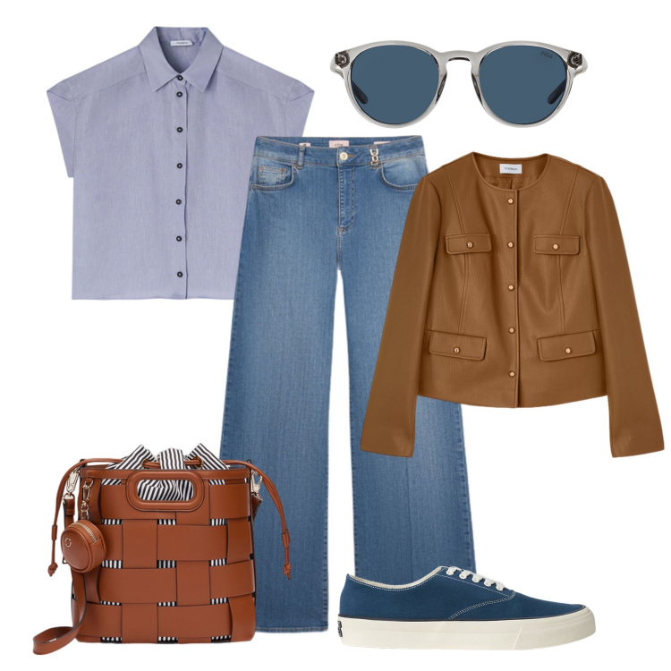 Outfit donna - Occhiali trendy in città - @susystyle. Stile Casual per Tutti i giorni. Abbinamento con sneakers, occhiali da sole, jeans, blazer, borse a secchiello, camicie a manica corta.