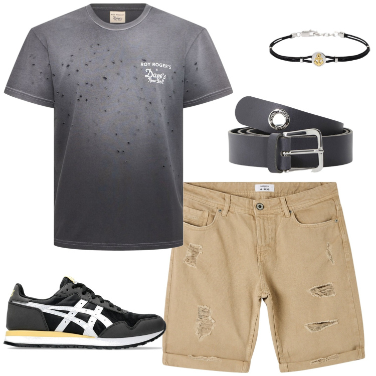 Outfit uomo - Total look #2122156. Stile Casual per Tutti i giorni. Abbinamento con bermuda, braccialetti, cinture, sneakers, t-shirt.
