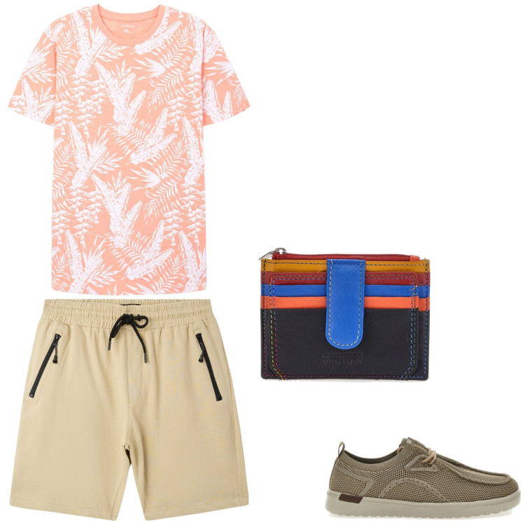 Outfit uomo - Total look #2122327. Stile Casual per Tutti i giorni. Abbinamento con bermuda, t-shirt, portafogli, scarpe stringate.